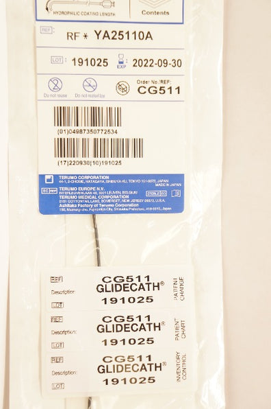 Terumo YA25110A Radifocus Glidecath Angiographic Cath. 5Fr x 100cm x .038inch(x)